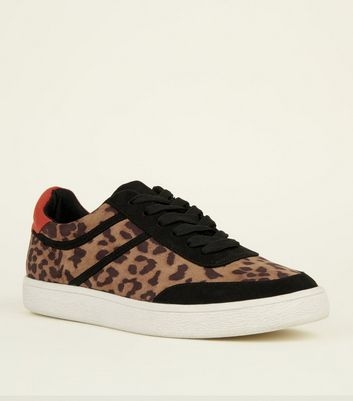 Brown Leopard Print Red Heeled Trainer