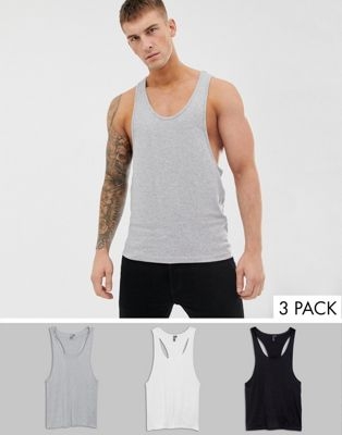 ASOS DESIGN 3 pack vest with extreme racer back save