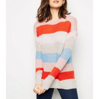 Multicoloured Colour Block Knitted Jumper