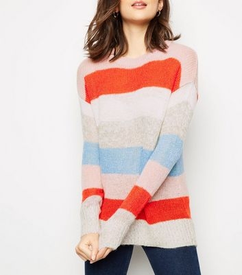 Multicoloured Colour Block Knitted Jumper