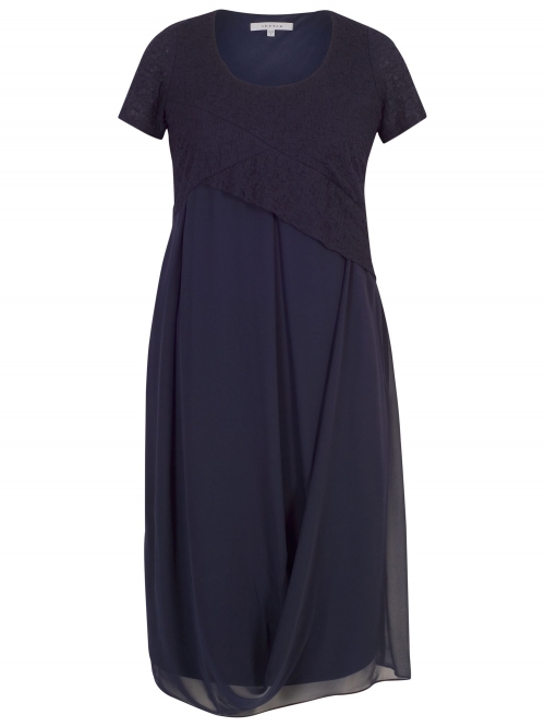 Chesca Bubble Bodice Chiffon Dress, Dark Navy