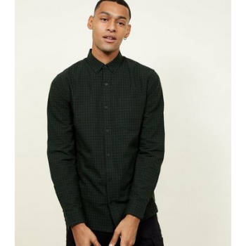 Dark Green Check Long Sleeve Cotton Shirt