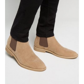 Stone Suedette Chelsea Boots