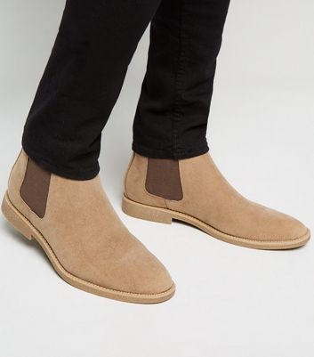 Stone Suedette Chelsea Boots