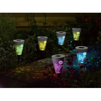 Smart Solar Butterfly Silhouette Stake Lights Dual Function LED 6pk