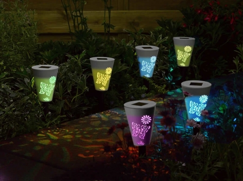 Smart Solar Butterfly Silhouette Stake Lights Dual Function LED 6pk