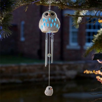 Smart Garden Solar Snowy Owl Wind Chime