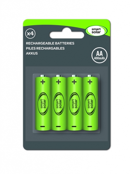 Smart Solar AA 600 mAh Rechargeable Batteries 4pk