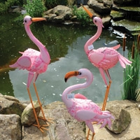 Velda Flamingo/Crane Pond Ornament (Set of 3)