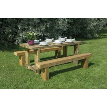 Forest Garden Refectory Table and Sleeper Benches  Set 1.8m