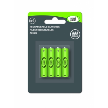 Smart Solar AAA 600 mAh Rechargeable Batteries 4pk