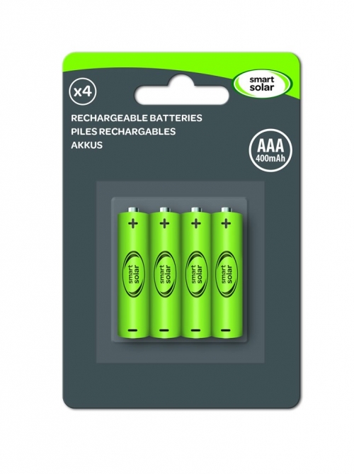 Smart Solar AAA 600 mAh Rechargeable Batteries 4pk