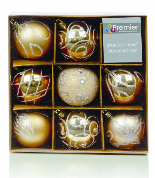 Premier Christmas Champagne Decorated Bauble Balls