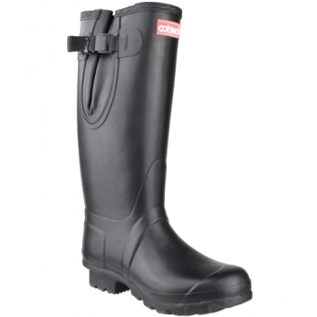 Cotswold Mens Kew Neoprene Buckle Welly Wellington Boot Black