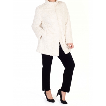 Chesca Faux Fur Swing Coat, Cream