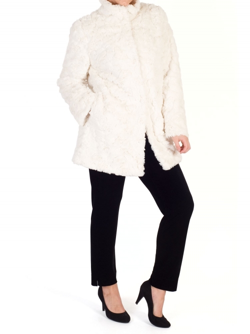 Chesca Faux Fur Swing Coat, Cream