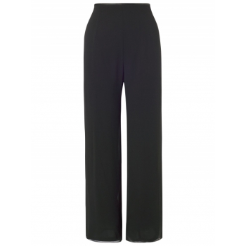 Chesca Satin Trim Chiffon Trousers, Black.