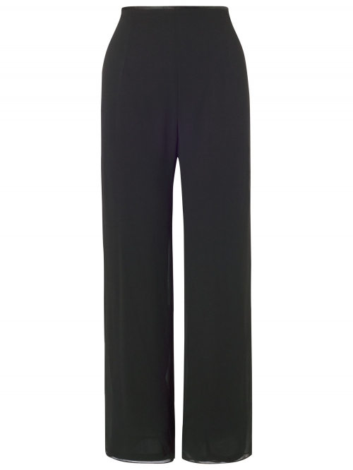 Chesca Satin Trim Chiffon Trousers, Black.