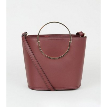 Burgundy Half Circle Handle Bucket Bag