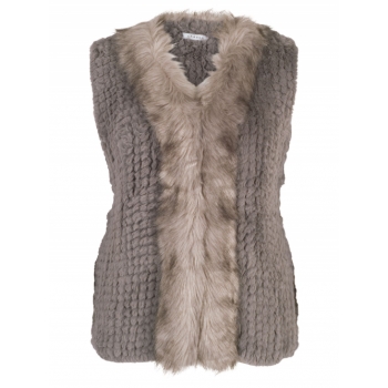 Chesca Faux Fur Gilet With Faux Fur Trim, Black