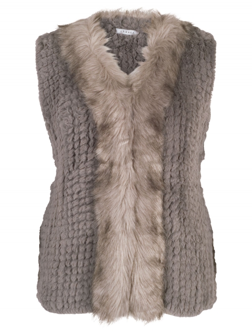 Chesca Faux Fur Gilet With Faux Fur Trim, Black