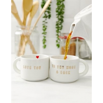 Sass & Belle set of two love you to the moon and back mugs