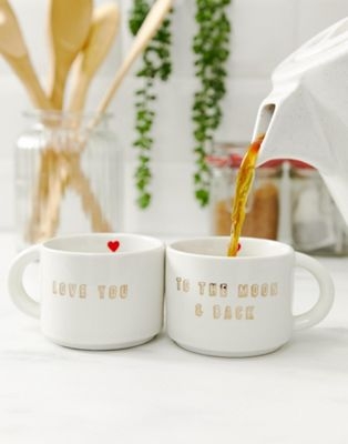 Sass & Belle set of two love you to the moon and back mugs