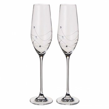 Dartington Crystal Personalised Glitz Flute, Set of 2, Palace Script Font