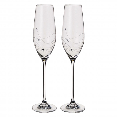 Dartington Crystal Personalised Glitz Flute, Set of 2, Palace Script Font