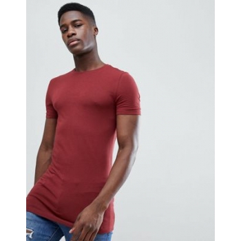 ASOS DESIGN longline muscle fit crew neck t-shirt in red