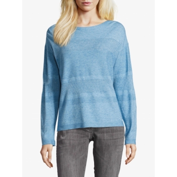 Betty Barclay Crochet Panel Jumper, Light Blue Melange