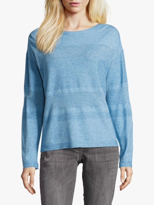 Betty Barclay Crochet Panel Jumper, Light Blue Melange