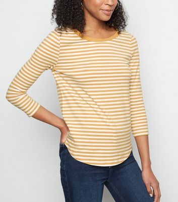 Mustard Stripe 3/4 Sleeve T-Shirt