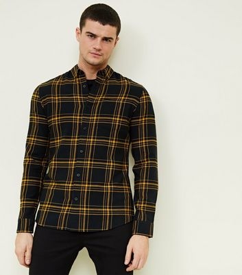 Yellow Check Long Sleeve Cotton Shirt