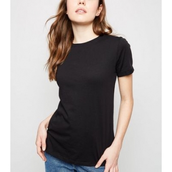 Black Organic Cotton Roll Sleeve T-Shirt