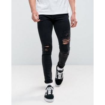 Jack & Jones skinny fit ripped jeans in black wash