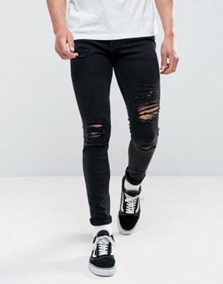 Jack & Jones skinny fit ripped jeans in black wash