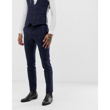 Twisted Tailor super skinny suit trouser in navy tweed check