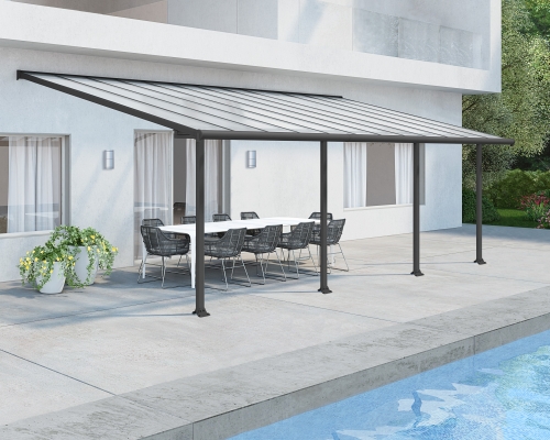 Palram-Canopia 3x7.3m Olympia Veranda Patio Cover Grey - Clear