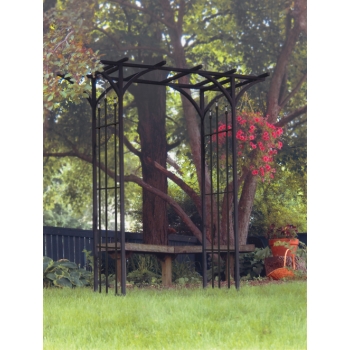 Panacea Flat Top Garden Arch with Finials (Black)