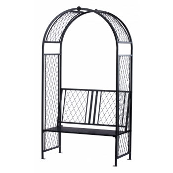 Panacea Lattice Arch with Bench (Black)