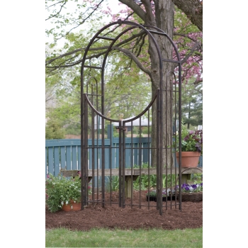 Panacea Arched Top Garden Arch with Gate (Brushed Bronze)