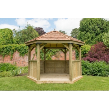 Forest Garden 3.6m Hexagonal Wooden Garden Gazebo with Cedar Roof