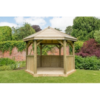 Forest Garden 3.6m Hexagonal Wooden Garden Gazebo with Timber Roof