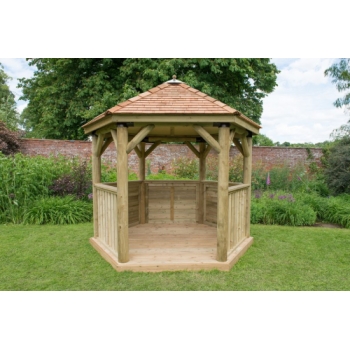 Forest Garden 3m Hexagonal Wooden Garden Gazebo with Cedar Roof