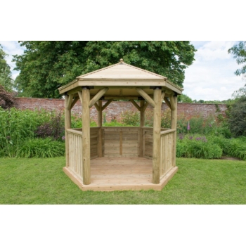 Forest Garden 3m Hexagonal Wooden Garden Gazebo with Timber Roof