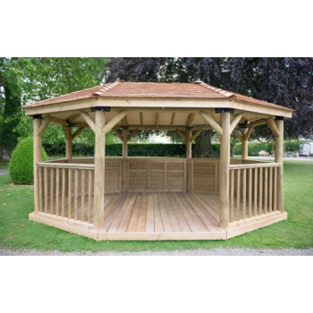 Forest Garden 5.1m Premium Oval Wooden Gazebo with Cedar Roof (Installation Included)