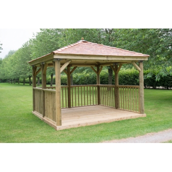 Forest Garden 3.5m Square Wooden Gazebo with Cedar Roof (Including Base)