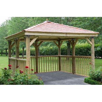 Forest Garden 3.5m Square Wooden Gazebo with Cedar Roof (No Base)