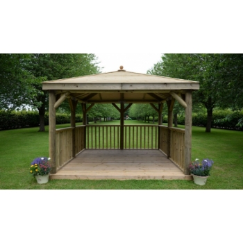 Forest Garden 3.5m Square Wooden Gazebo with Timber Roof (Including Base)